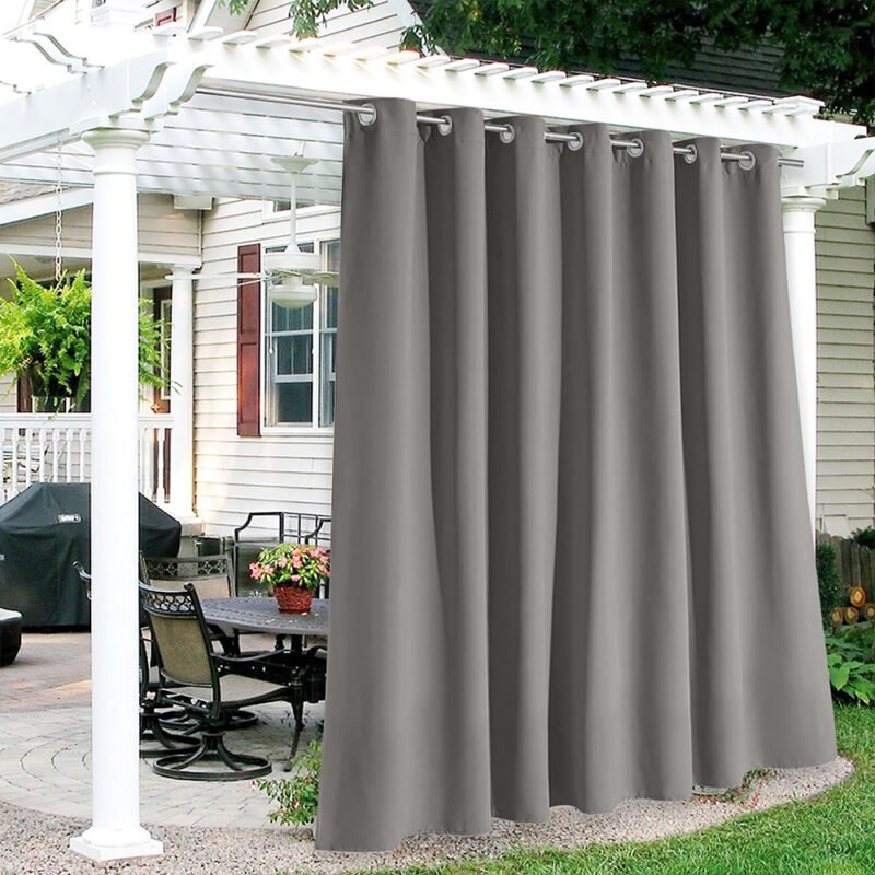 outdoor curtains custom made structured grey color