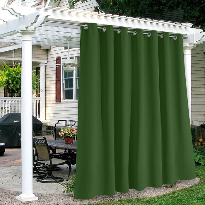 Outdoor Curtains and Drapes, custom-size, Dark Moss Green, UV protection, 5 years warranty