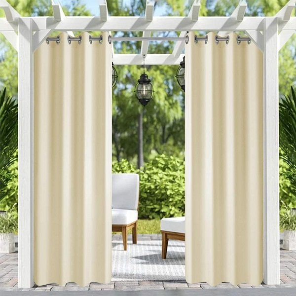 Outdoor Curtains and Drapes, custom-size, Structured Cream, UV protection, 5 years warranty