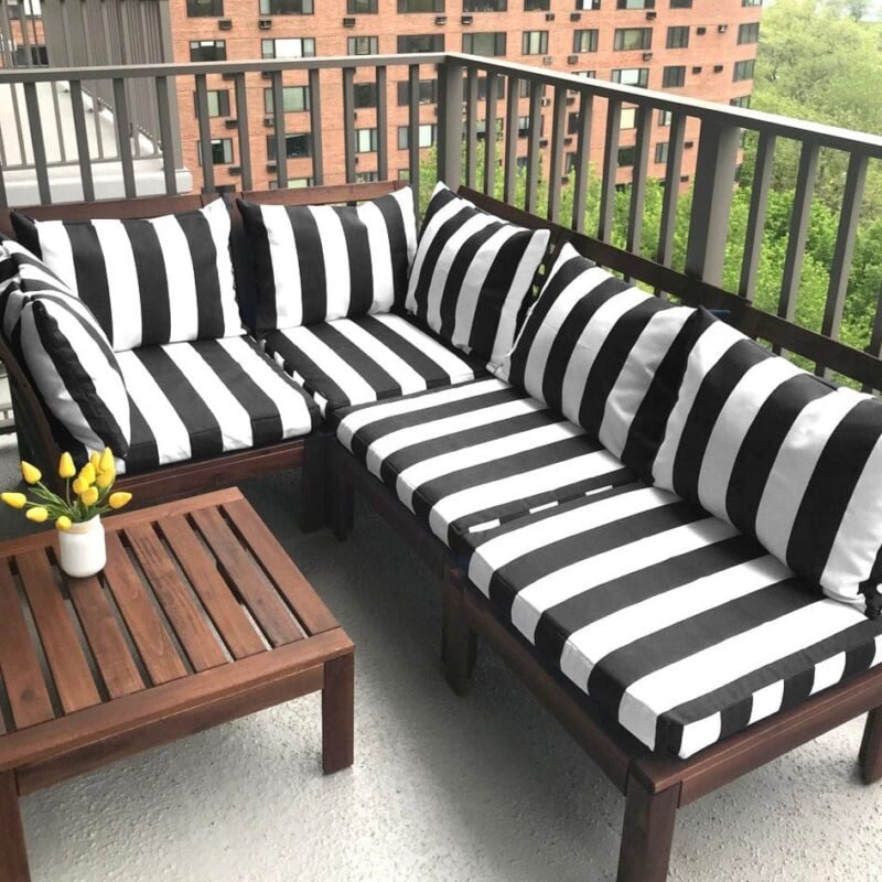 Outdoor Pillows & Cushions, custom size, Black Stripes - Image 5